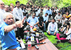 Ashwani Kumar addresses a press conference in New Delhi on Saturday.