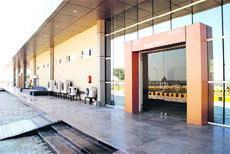 A view of the civil airport terminal.