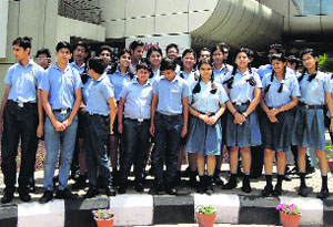 Students of The Gurukul, Sector 20, Panchkula, during their visit to Airtels corporate office at IT Park. 