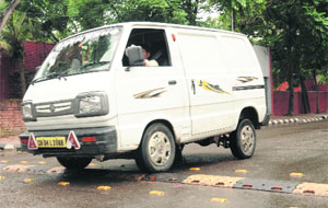 A speed hump near the New OPD at the PGI in Chandigarh. 