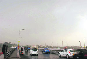 The overcast sky in Jammu on Sunday. 