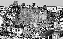A landslide struck in a residential area of Aizwal, Mizoram, on Sunday, leaving eight persons dead and 11 missing