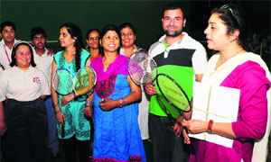 Teachers interact with special children during a badminton tourney at Sector 42 in Chandigarh. 