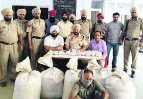 The accused in the Kartarpur police custody in Jalandhar on Monday.