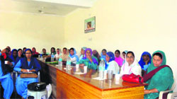 Health workers attend a workshop on AIDS in Rajouri on Monday. 
