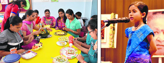 Mothers celebrate their day at Police DAV Public School. (right) A girl participates in Sur Sangam, a singing competiotion, at KVM School