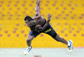 Delhi Daredevils Andre Russell during a practice session in Chennai on Monday. 