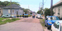 Policemen at the site of the shooting in New Orleans, Louisiana, on Sunday.  Reuters