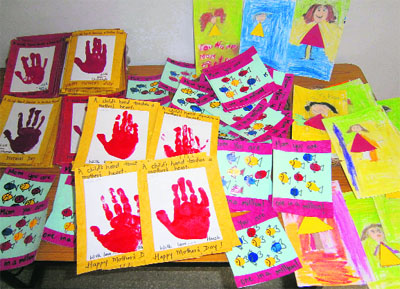 Students of Tribune Model School, Sector 29, Chandigarh, celebrated Mother’s Day by making colourful cards.