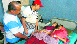 Children taken ill after consuming iron and folic acid tablets being treated in the primary health centre at Ratia on Tuesday.