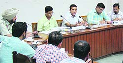 Bathinda DC KK Yadav holds a meeting to review arrangements for the Zila parishad elections elections in bathinda on Wednesday