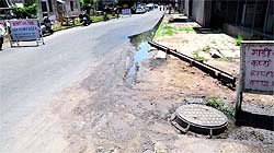 The road at the PGI from where dirty water has been removed