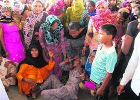 Dalits of Pabnawa village protest in Kaithal on Wednesday