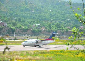 An Air India aircraft lands at Bhuntar on Wednesday