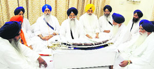 The Sikh high priests at a meeting in Amritsar on Wednesday. 