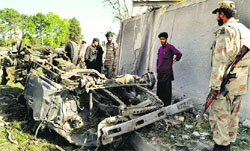 Police personnel inspect a blast site in Quetta. Imran Khan’s PTI will have a steep learning curve ruling the tough Khyber Pakhtunkhwa.