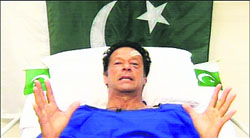 PTI chief Imran Khan speaking from the hospital bed.