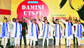 Students participate in a play Maa Tujhe Salaam to make Gurgaon a safe city for women.