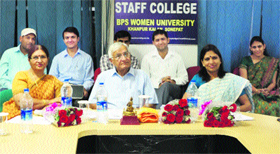 Prof Bhim Singh Dahiya, former VC of Kurukshetra University, participates in an orientation programme at the Academic Staff College of Bhagat Phool Singh Mahila Vishwavidyalaya, Khanpur Kalan.