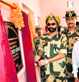 Hardeep Singh, DIG Sector Headquarters, BSF Jammu, inaugurating a community hall at Baidyal Brahman village in Jammu on Thursday.