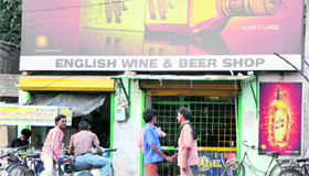 A view of a liquor vend on the Amrik Singh Road in Bathinda.