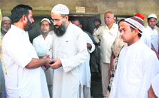 Waqf Board member Dilbagh Hussain campaigns for a SAD candidate in Nakodar on Friday.