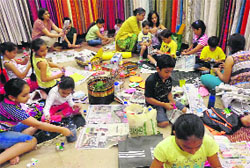 Students take part in a craft workshop,Think out of Box, in Chandigarh on Saturday.