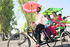 The searing heat had residents venturing outside scurrying for cover in Jammu on Saturday.