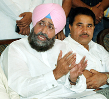PPCC president Partap Singh Bajwa addressing a press conference in Amritsar on Saturday. 