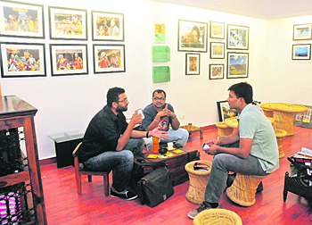 Many an anecdote is shared over coffee at Kunzum Cafe. 