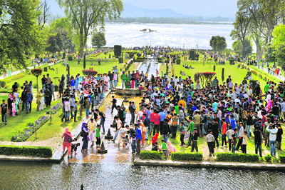 You may take a walk through the Nishat Gardens in Srinagar.