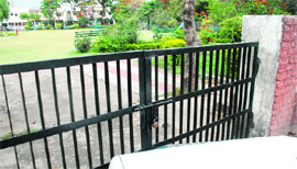 A view of the locked gate of a park in Sector 10, Panchkula. 