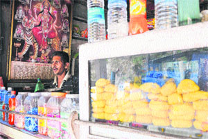A shop of cheese pakoras at Nandani, near tunnel, on the Jammu-Srinagar National Highway.