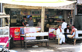 A liquor vend opens in Rajpura on Sunday despite it being a dry day in Punjab.