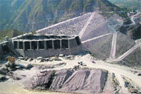 The filling work on the 800-MW Kol Dam in progress.