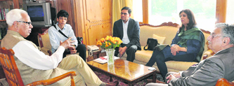 A VHAI delegation during a meeting with Governor NN Vohra in Srinagar on Monday.