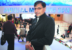 Phaneesh Murthy, president & CEO of iGate, poses during the WEF in Davos in this January 2013 file photo. US-listed iGate Corps board has sacked Murthy with immediate effect after a probe into a sexual harassment claim, the firm said.