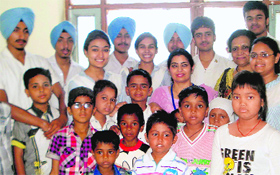 Good Samaritans: Members of the Interact Club of Guru Nanak Public School, Sector 36, pay a visit to cancer-affected children at the paediatric oncology OPD of the PGI in Chandigarh. This was a part of a drive by an NGO, Sahayta, that aims at providing social and emotional support to children undergoing treatment at the hospital.