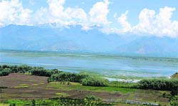 A view of the Wular Lake in Bandipora district of north Kashmir