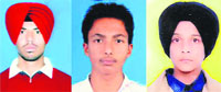 File photos of the victims: (from left) Rajdeep Singh, Purneetpal Singh and Prabhjot Singh