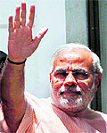 Gujarat Chief Minister Narendra Modi at the BJP headquarters in New Delhi on Tuesday