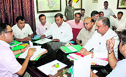 Officials scrutinise nomination papers at Mini-Secretariat in Panchkula on Wednesday