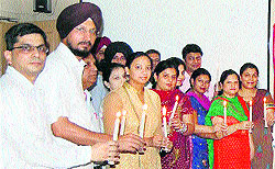 Students and faculty members of Gian Jyoti Institutes of Management and Technology, Mohali, light candles to observe Anti-Terrorism Day