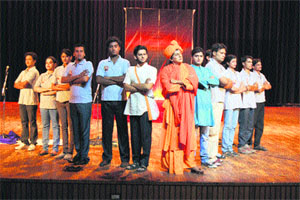 A play on Swami Vivekanandas life and teachings staged in the auditorium of the DRPGMC, Tanda, on Tuesday night. 
