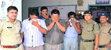 Persons involved in betting on IPL matches in police custody at Jwalapur, Haridwar, on Thursday. 