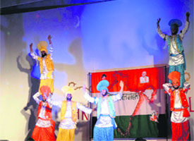a cultural troupe from Patiala perfoms Bhangra on Thursday.