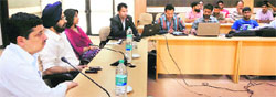 ADDC Rajinder Singh Tara launches an e-muster rolls programme at a workshop in Reasi on Thursday. A Tribune photograph
