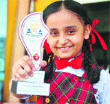 Vaanipreet Kaur, a student of Spring Dale Senior Secondary Public School, who secured the first rank in the International Olympiad of Science in Ludhiana