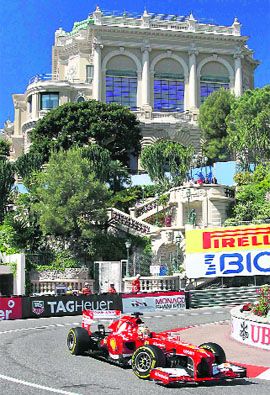 Fernando Alonso was third fastest in the second practice session of the Monaco GP on Thursday. 