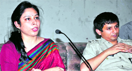 District Magistrate Nidhi Pandey along with district police chief Arun Mohan Joshi briefs police personnel on the eve of the Buddh Poornima festive bath on Friday in Haridwar.